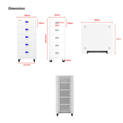 Indoor Outdoor 5KW To 200KW Stackable Solar Batteries With WiFi Communication